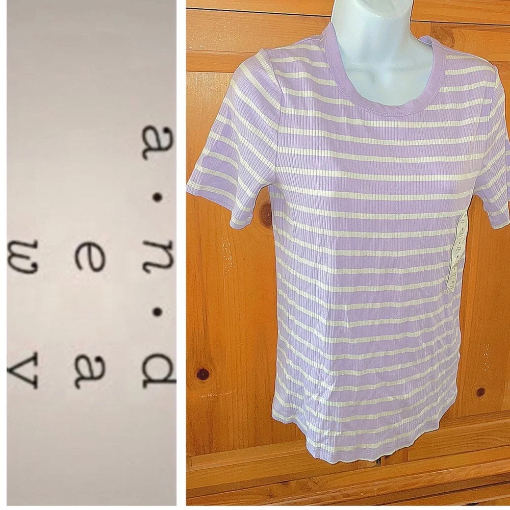 Striped Purple Tee 💜🤍 - Picture 3 of 13